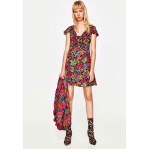 Zara Trafaluc colorful floral mini dress